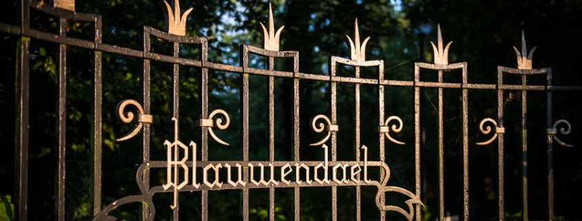 Toegangshek van het kasteel domein Blauwendael, ideaal park voor huwelijksfotograaf en bruidspaar voor huwelijksfotografie